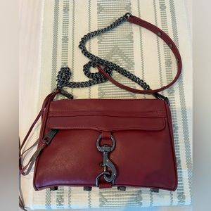 Rebecca Minkoff Mini Mac in Burgundy with Shiny Dark Pewter Hardware